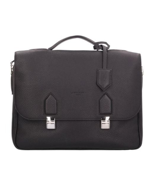 Longchamp Black Ulysse Leather Briefcase