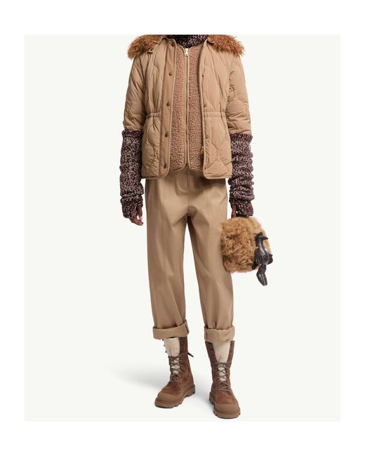 Moncler Natural Straight Leg Cotton Gabardine Pants