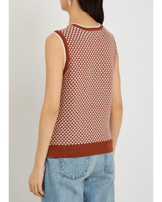 Varley Red Jenson Patterned Cotton-Knit Tank