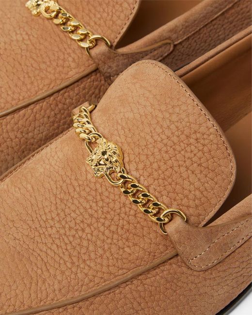 Versace Brown Medusa Round-Toe Loafers for men