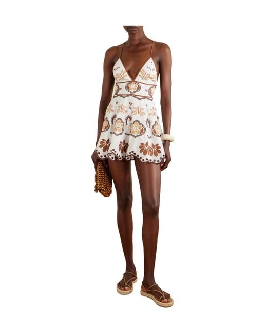 Charo Ruiz White Anglaise Cotton-Blend Mini Dress