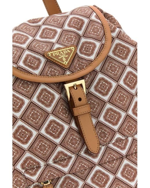 Prada Pink Geometric-Pattern Backpack