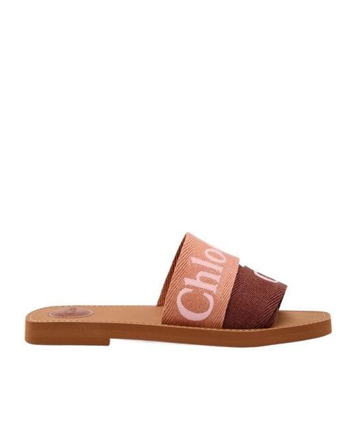 Chloé Brown Western Logo Canvas Sliders