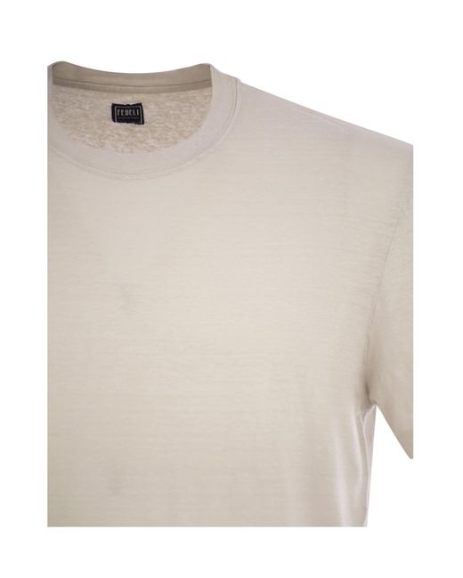 Fedeli White Stretch Linen Short-Sleeve T-Shirt for men