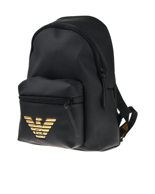 Emporio Armani Black Zippered Backpack for men