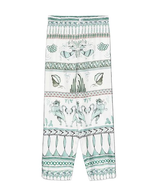 Fabiana Filippi Blue All-Over Printed Satin Twill Trousers