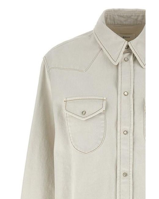 Bally White Long-Sleeved Denim Shirt