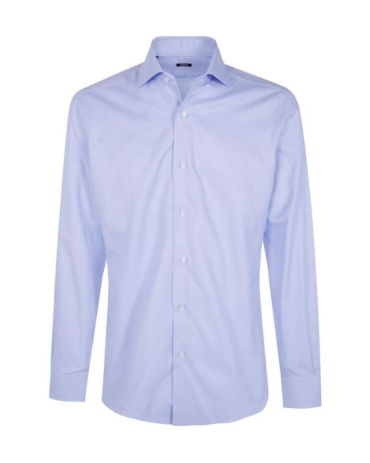 Barba Napoli Blue Classic Oxford Shirt for men