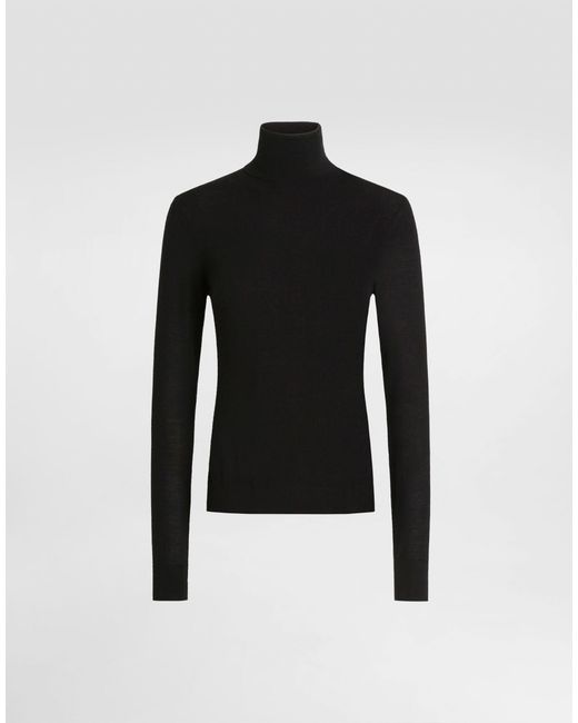 Dolce & Gabbana Black Turtleneck Cashmere Sweater