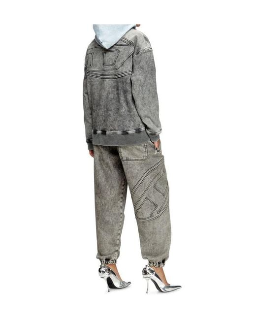 DIESEL Gray D-Carly- Track Denim Zip-Up Jacket for men