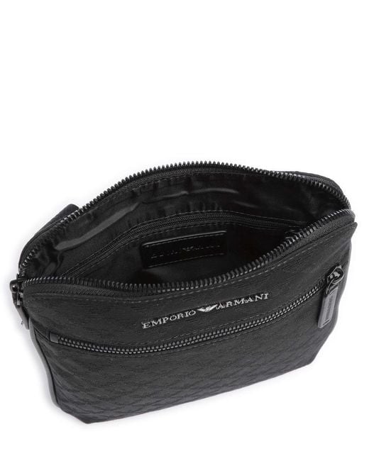 Emporio Armani Black All-Over Jacquard Eagle Flat Shoulder Bag for men