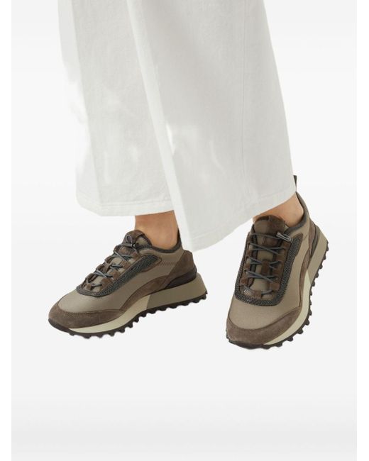 Brunello Cucinelli Brown Techno-Suede Runner Sneakers