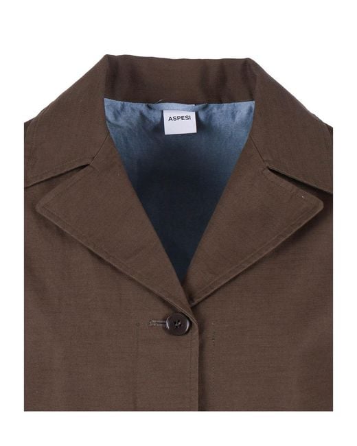 Aspesi Brown Long-Sleeved Buttoned Jacket