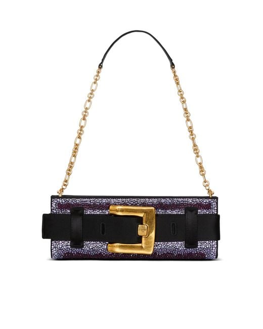 Balmain Black Anthem Crystal Satin Clutch