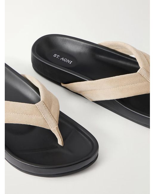 St. Agni White Suede Platform Flip-Flops