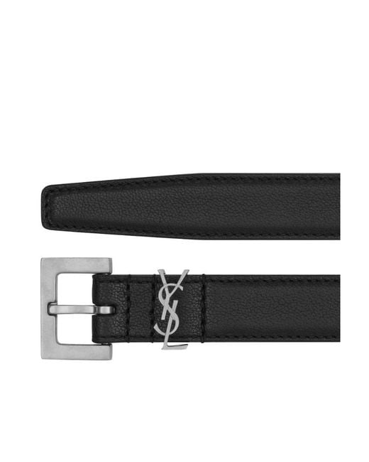 Saint Laurent White Monogram Logo Plaque Belt for men
