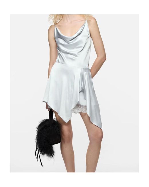 Acne White Ruffled Satin Skirt