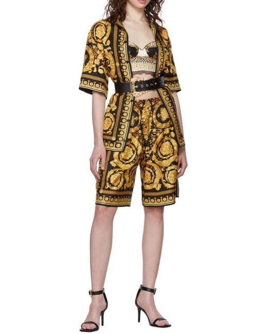 Versace Yellow Baroque '92 Silk Vacation Shirt for men