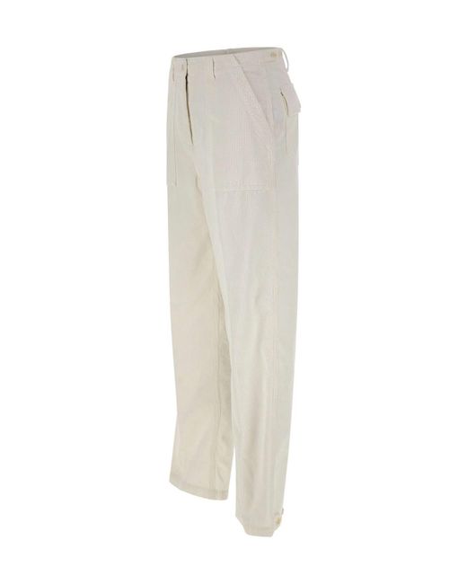 Aspesi White Wide-Leg Corduroy Pants