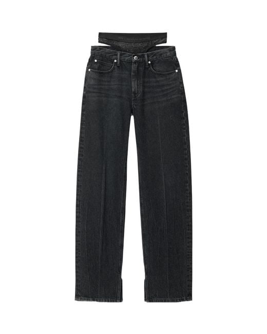 Alexander Wang Blue Pre-Styled Straight-Leg Slit-Hem Jeans