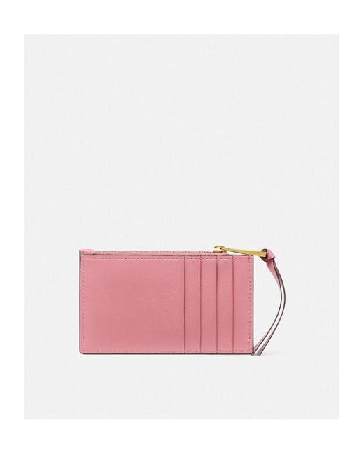 Versace Pink Logo-Lettering Zipped Wallet