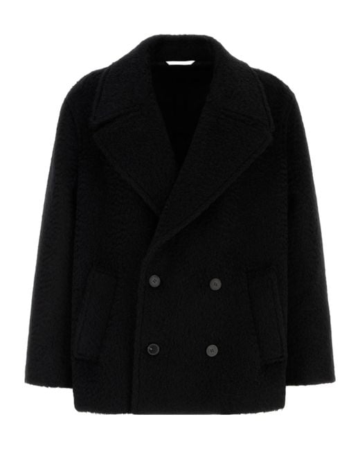 Valentino Black Double-Breasted Long-Sleeved Coat for men