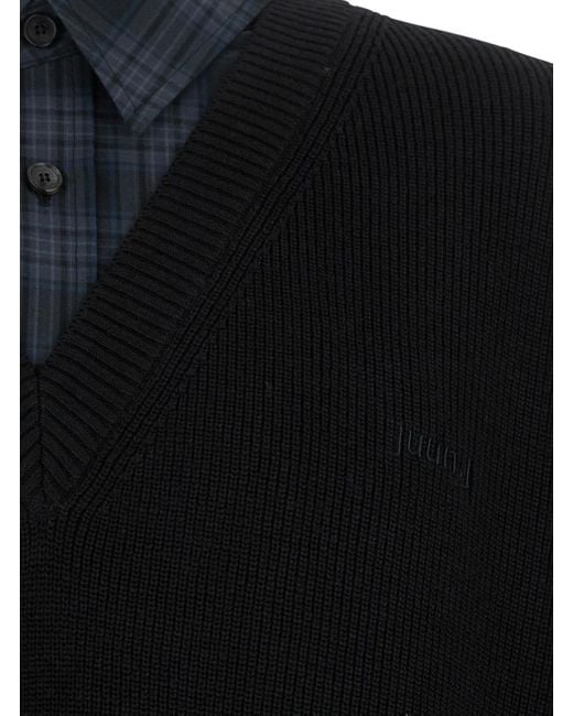 Juun.J Black Layered Long Sleeve Sweater for men
