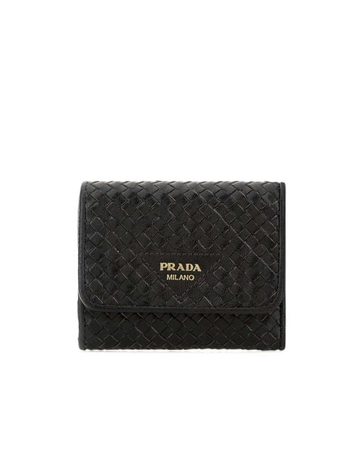 Prada Black Woven Small Wallet