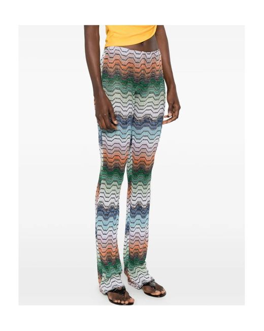 Missoni Green Zigzag-Knit Trousers