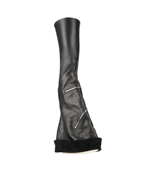 Rick Owens Black Simple Non-Slip Leather Boots