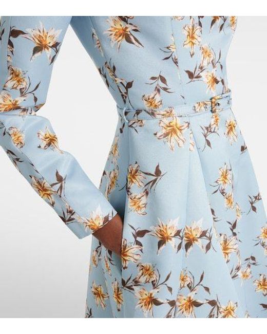Emilia Wickstead Blue Ucellina Floral Midi Dress