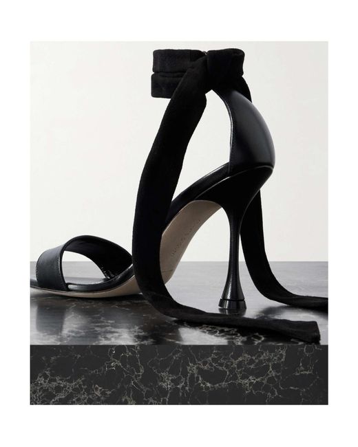 Manolo Blahnik Black Round Toe High Heel Sandals