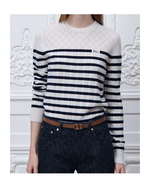 Dior White Long Sleeve Sweater