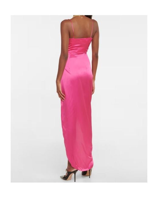 Alessandra Rich Pink Embellished Silk Satin Dress
