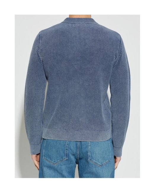 Samsøe & Samsøe Blue Saearl Ribbed Zip-Fastening Polo Shirt for men