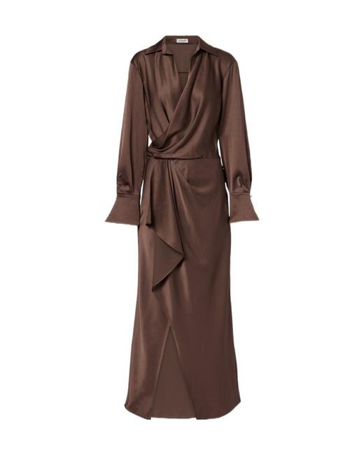 Jonathan Simkhai Brown Lapel Long-Sleeved Dress