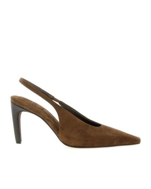 Brunello Cucinelli Brown Precious Slingback Pumps
