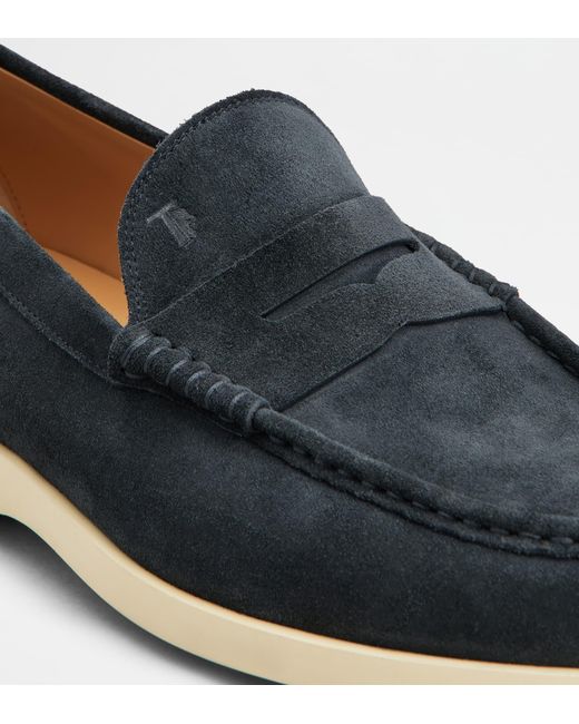 Tod's Blue Topstitching Penny Loafers for men