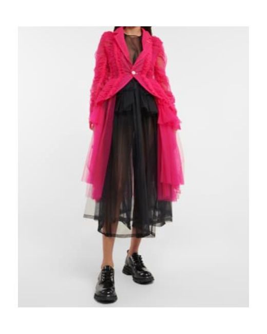 Comme des Garçons Pink Ruched Tulle Blazer Dress
