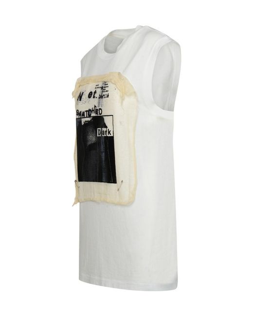 Maison Margiela White Graphic Printed Sleeveless T-Shirt