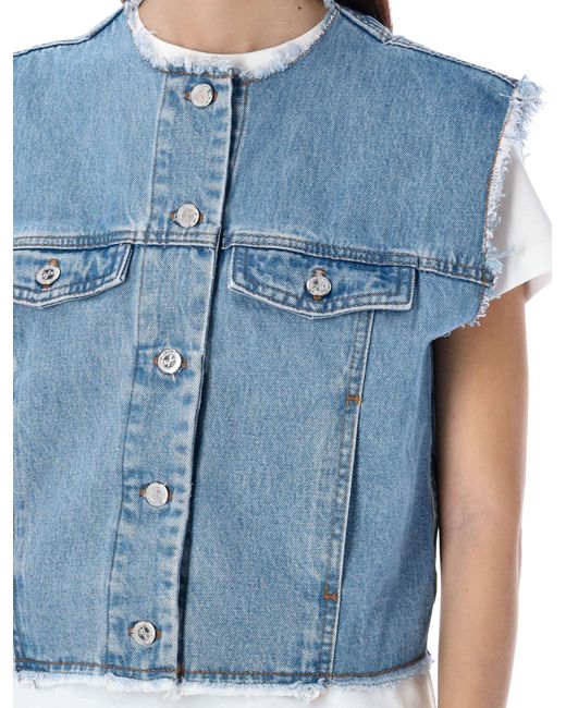 A.P.C. Blue Cropped Denim Vest