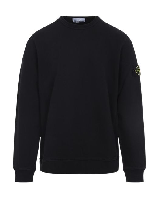 Stone Island Blue Logo Patch Crewneck Sweatshirt for men