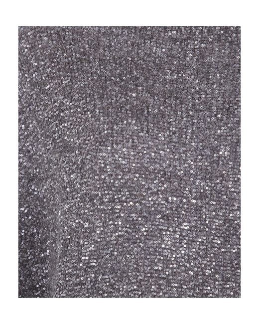 D.exterior Gray Crystal-Embellished Knit Top