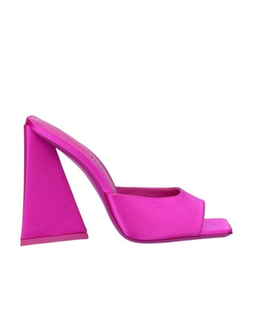 The Attico Pink The Devon Square-Toe Satin Finish Mules