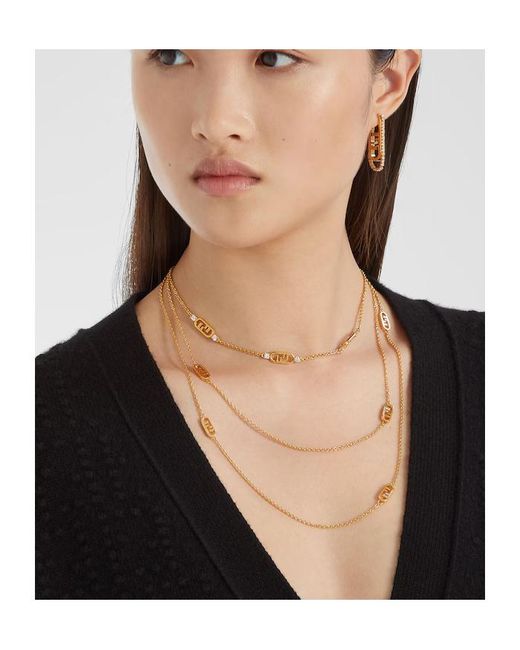 Fendi Metallic O'Lock-Motif Crystal Earrings