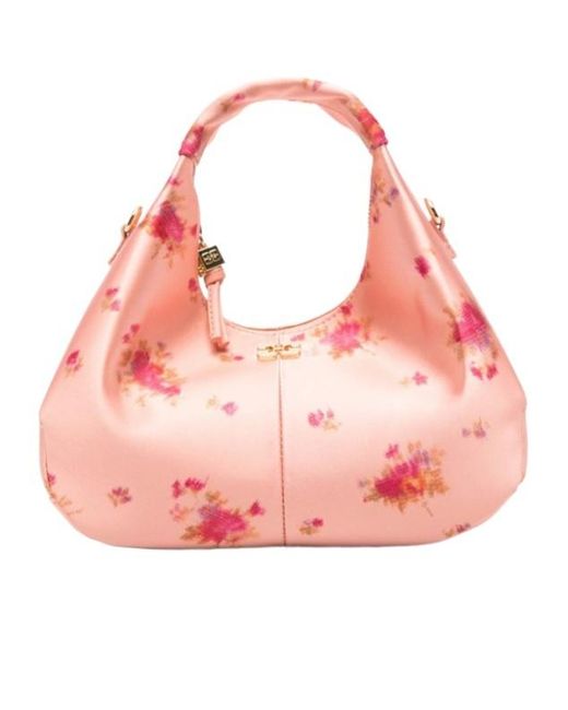 Ganni Pink Floral-Print Tote Bag