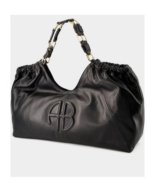 Anine Bing Black Kate Logo Embossed Tote Bag