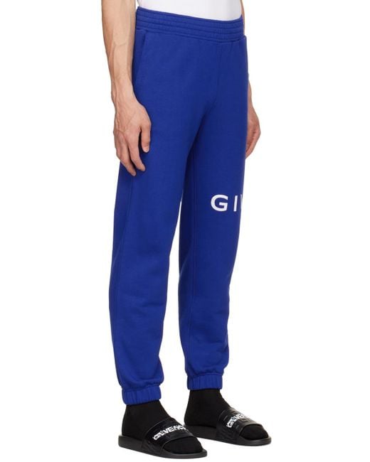 Givenchy Blue Logo Printed Elastic-Waist Jogging Pants for men
