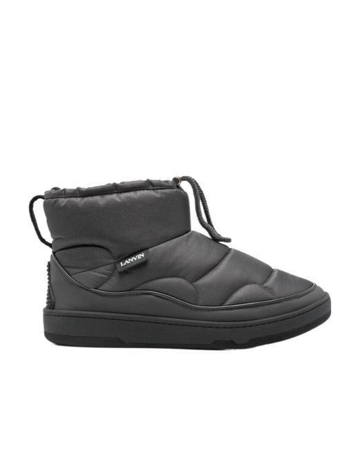Lanvin Black Quilted Padded Drawstring Ankle Boots for men