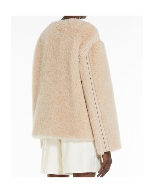 Max Mara Natural Zip-Up Crewneck Jacket